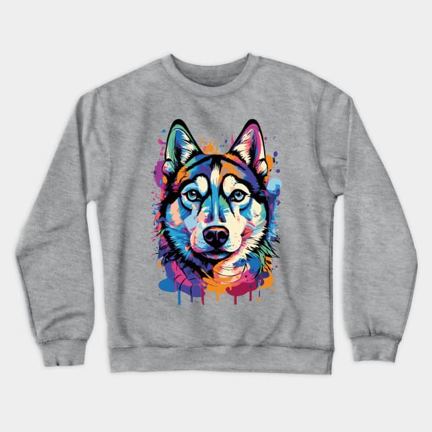 Cute Husky - Husky Colourful- Husky Lovers Crewneck Sweatshirt by BigWildKiwi